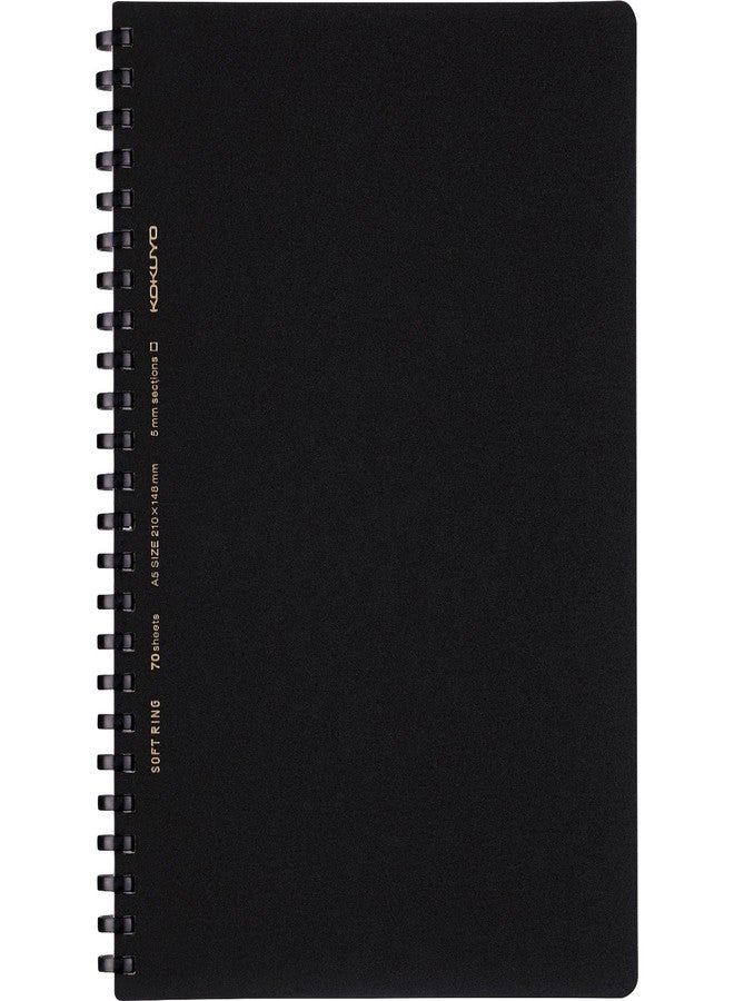 Kokuyo Spiral Graph Notebook, 8.3'' x 5.8'' Business Journal A5 Soft Ring Notebooks with 5mm Grid Ruled, 70 Perforated Sheets, Black 1 Subject Notebook, Note Taking for Work.Japan Import(SU-SV437S5-D) - Image 1